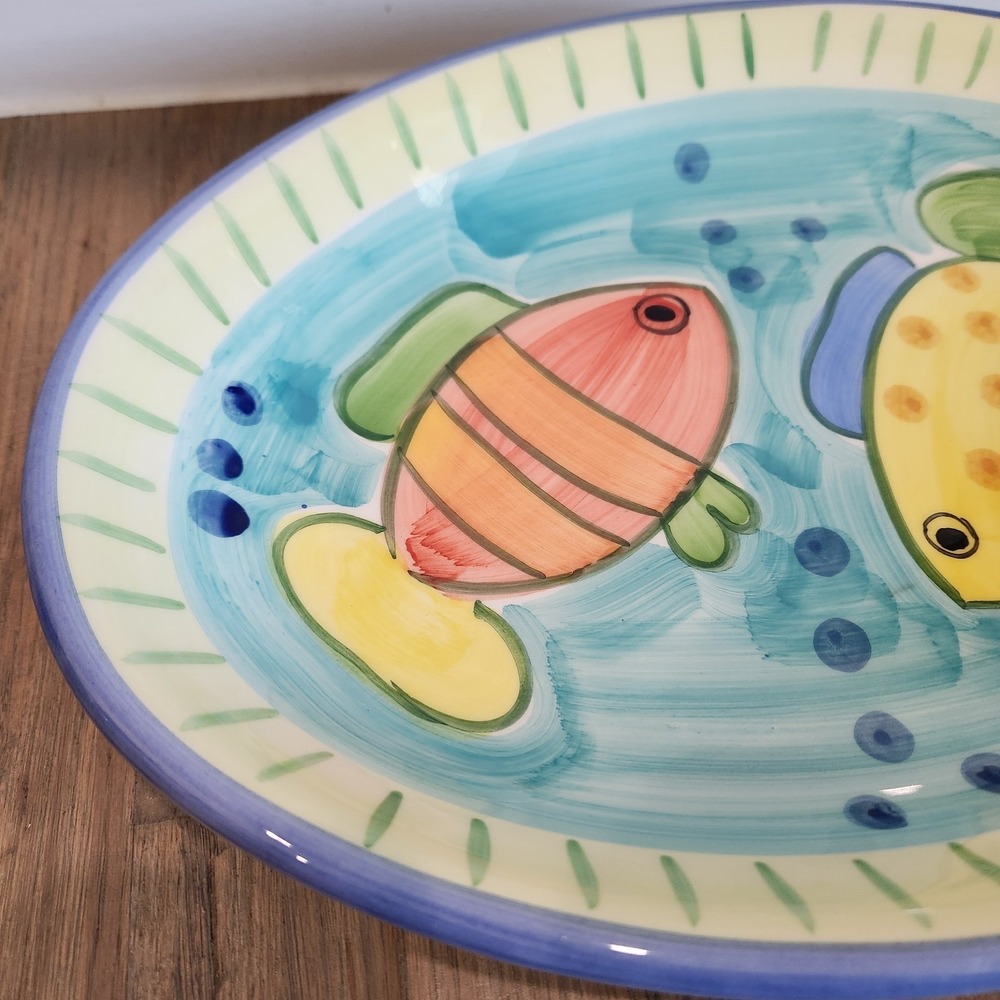Christian Tortu Italian Ceramic Fish Platter Hand Painted Maiolica Serving Tray - Picture 5 of 14